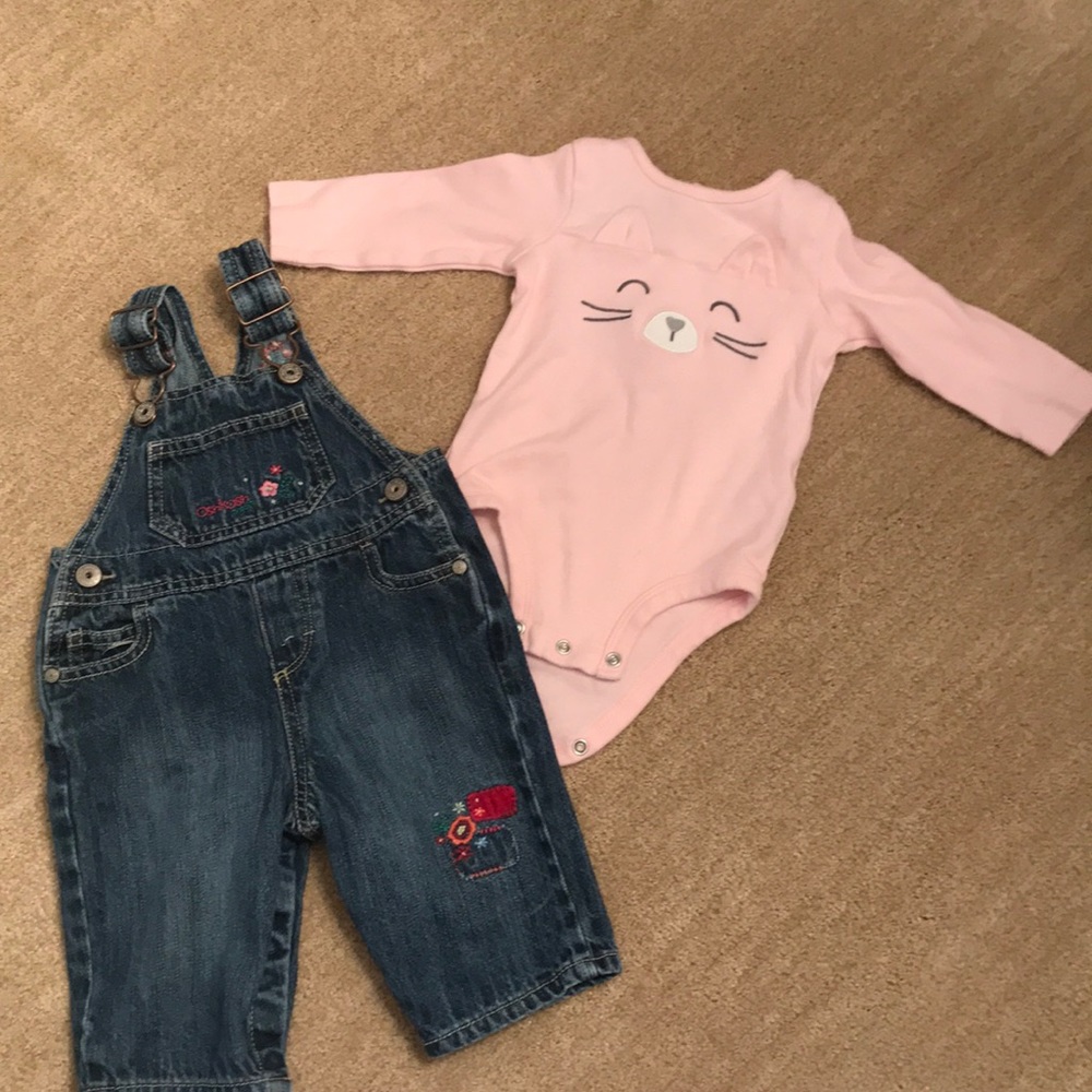 Overalls and long sleeve onesie